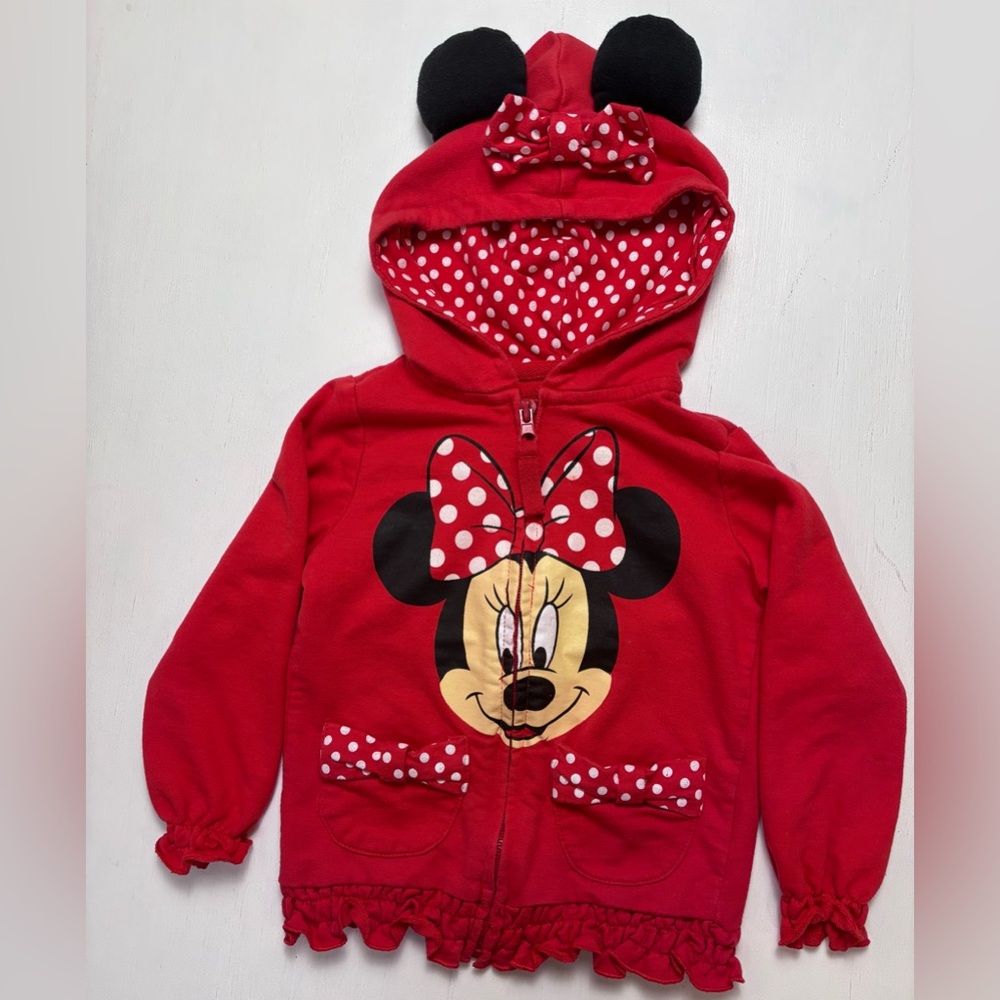 Disney Minnie Mouse Hoodie 3T – Toddler Zip-Up Jacket, Disney World/Disneyland